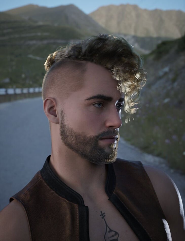 dForce Gustave Top Curls and Beard For Genesis 9