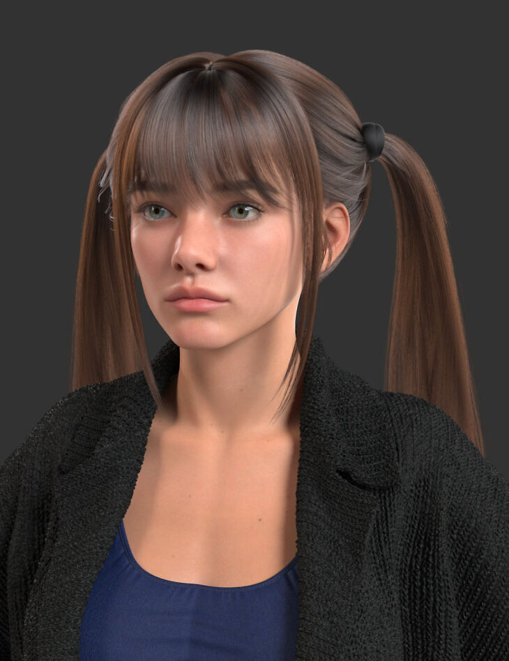 XYZ Classic Twin Tails Hair for Genesis 9