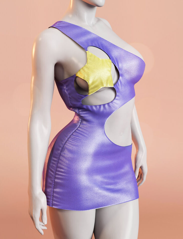 dForce M8 One Shoulder Star Dress for Genesis 9