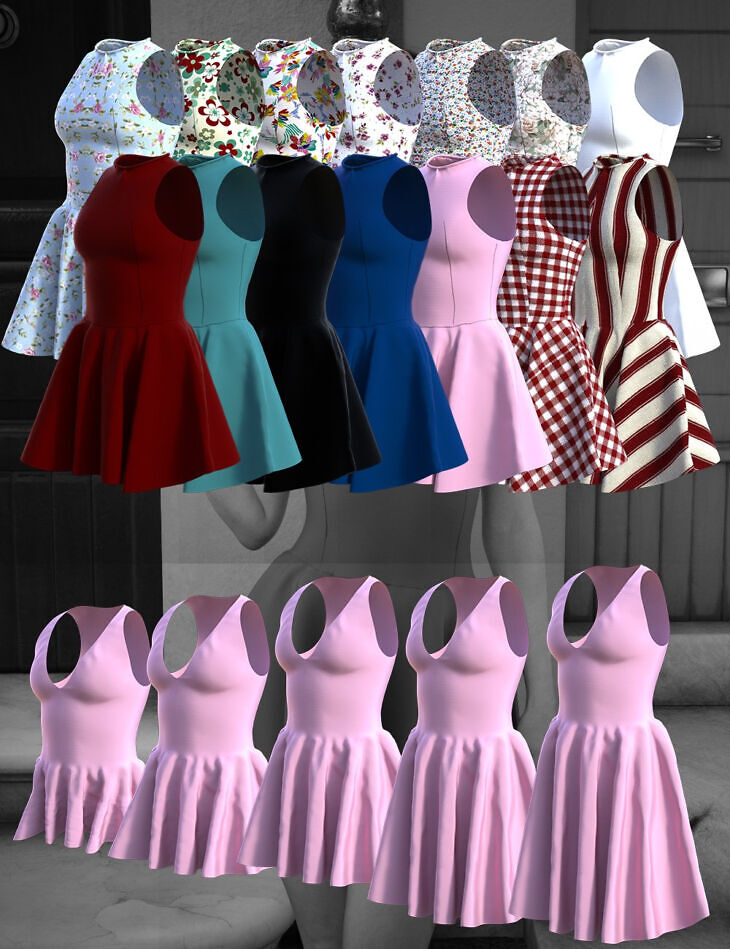 MGAB dForce Short Gode Dress for Genesis 9 and 8 Female