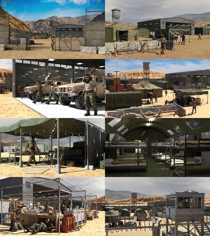 Military Desert Outpost for Daz