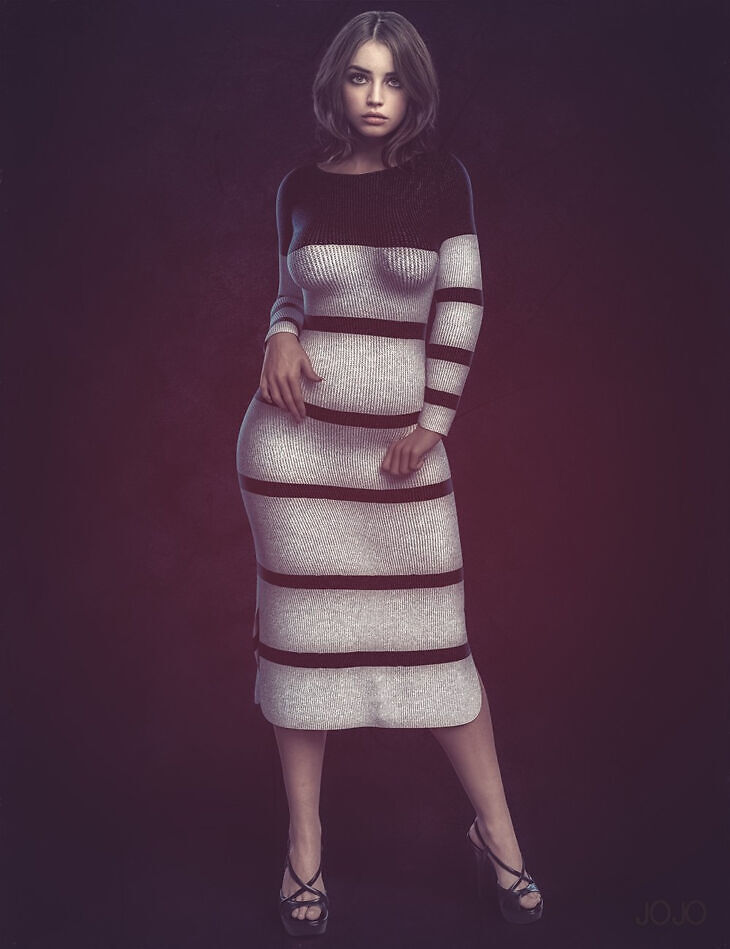 Comfy Ribbed Dress for Genesis 8.1 Female