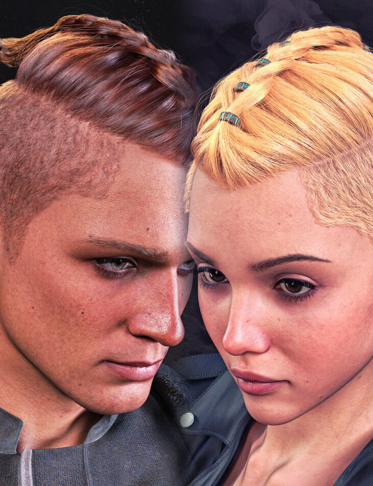 dForce Strand-Based FE Viking Braids Hair for Genesis 9,8 and 8.1